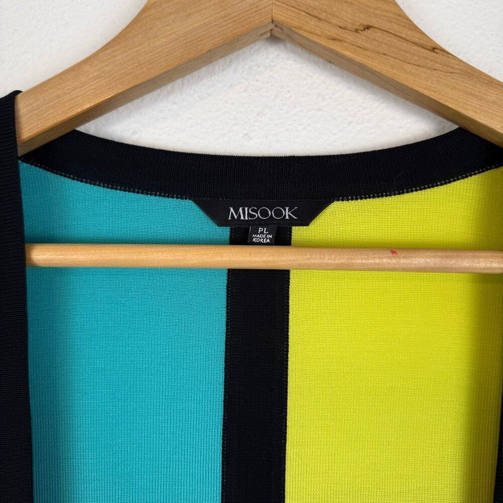 Misook Colorblock Open Front Cardigan Size PL - image 3